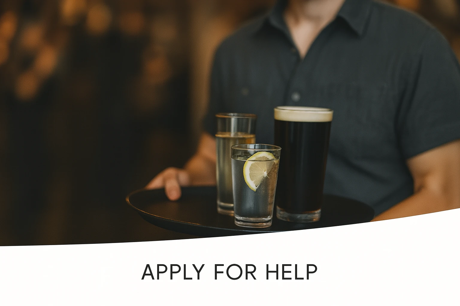 Hospitality worker carrying drinks